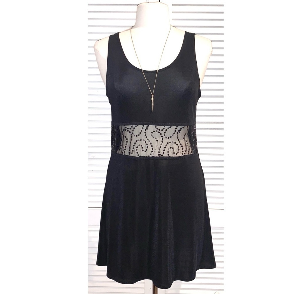 J Valdi Sheer Black Sleeveless Swim Cover up Dress Medium